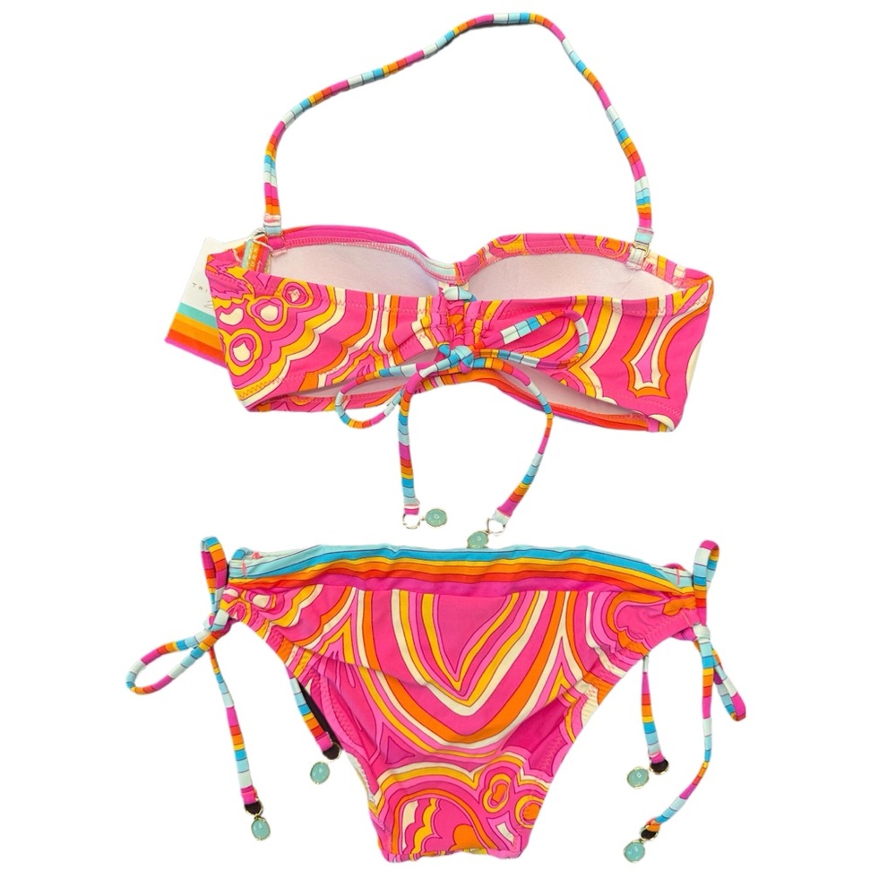 TRINA TURK *NWT/NOWT Morning Sunrise Bikini Set - Twist Bandeau Top, Bottom Sz 0 - Picture 4 of 14